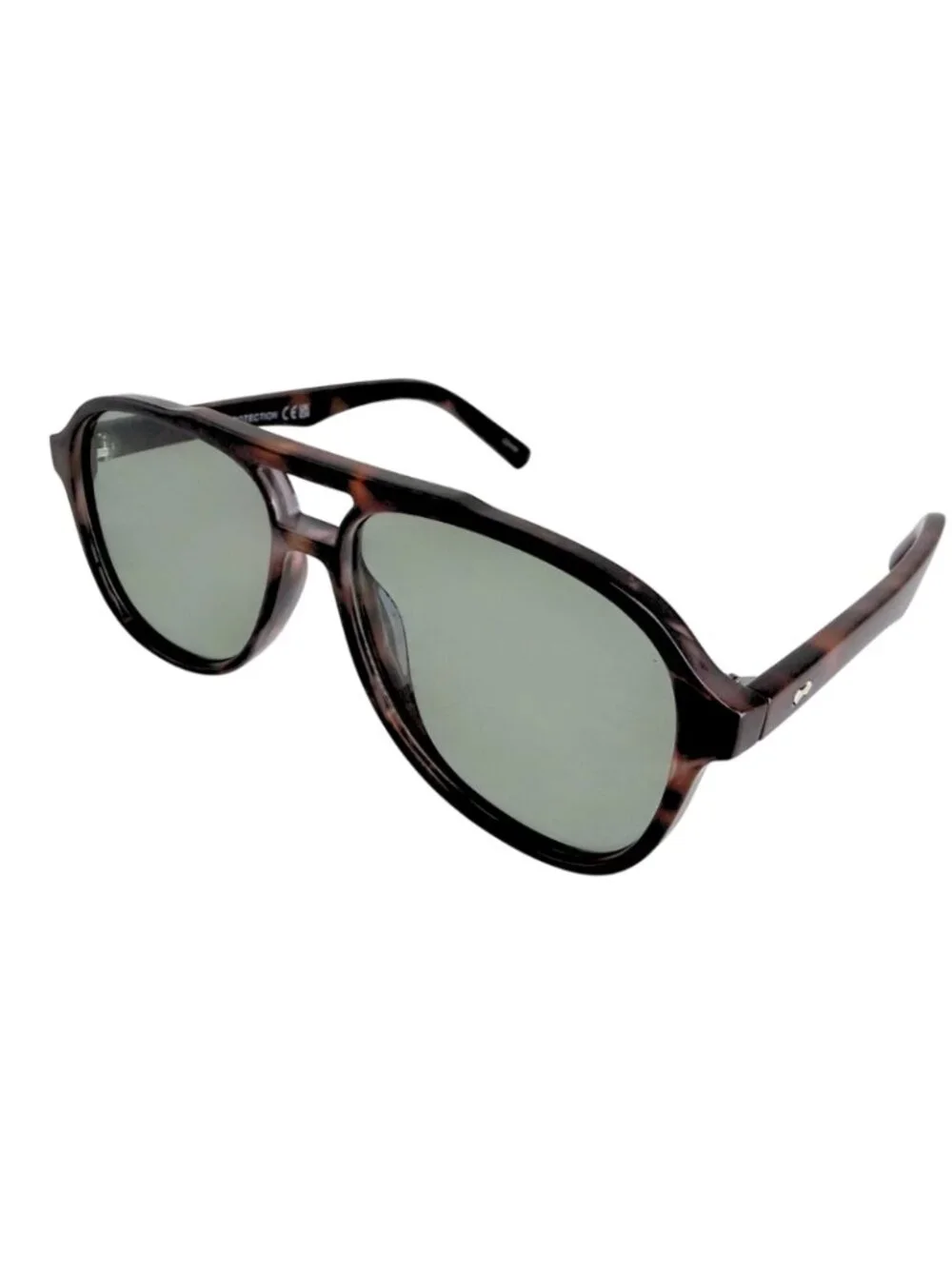NWT El Profesor Havana Tortoise Sunglasses Green Lens 55mm